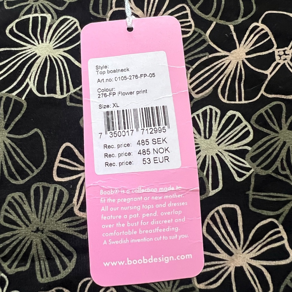 Boob Design Black Floral Long Sleeve Nursing Top - Picture 2 of 2
